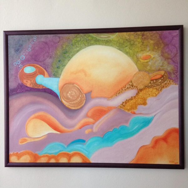 Tere ♾. 
Título: "Fluir"
Óleo sobre Cartulina.
50x70.