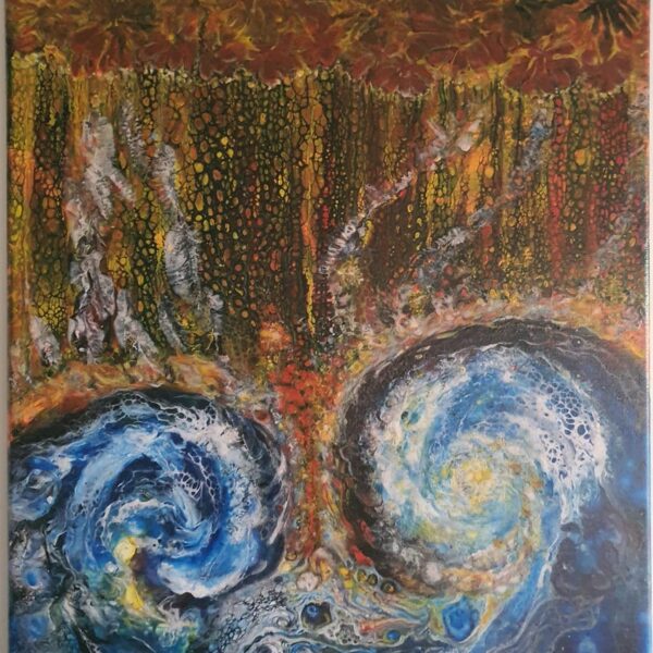 Tere♾. Obra:
Título: " Volcano. Acrílico sobre Lienzo30x40 .(Técnica Pouring mixto).