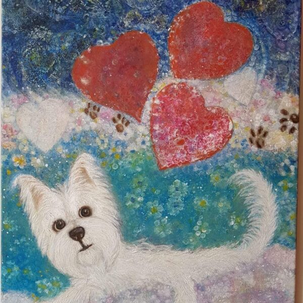 Tere ♾. 
Título: "Nube, todo ❤️"
Óleo sobre Lienzo. 50x70